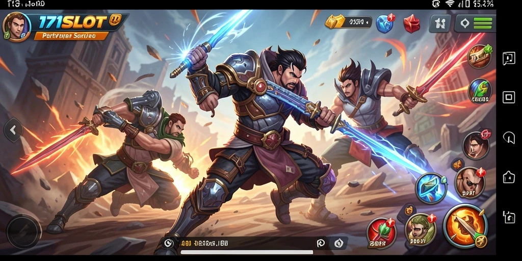 Screenshot permainan 171SLOT menampilkan aksi seru dan pertarungan yang mendebarkan.
