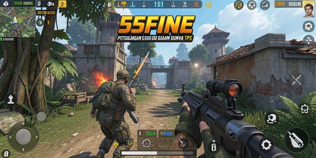 Screenshot gameplay <strong>55FIVE</strong> menampilkan pertempuran seru dan grafik menawan.