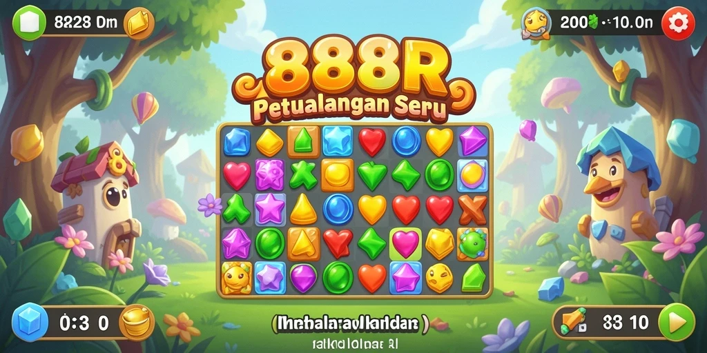 Tampilan gameplay Match-3 yang mengasyikkan dan penuh warna.