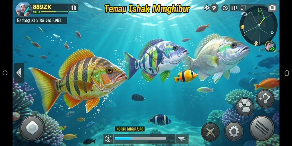 Tampilan gameplay seru di 889ZK saat menembak ikan.