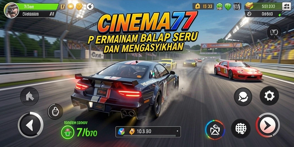 Tampilan menegangkan dari gameplay balap di CINEMA77.