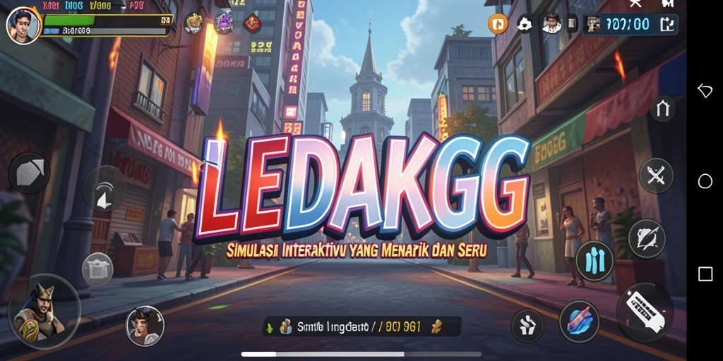 Screenshot gameplay LEDAKGG yang menunjukkan suasana simulasi yang seru.