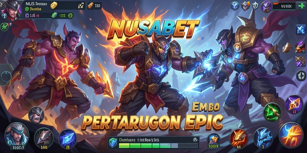 Screenshot gameplay NUSABET menampilkan pertarungan seru antar karakter.