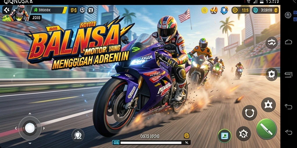 Screenshot gameplay QQNUSA menampilkan balapan mendebarkan di lintasan yang menantang.