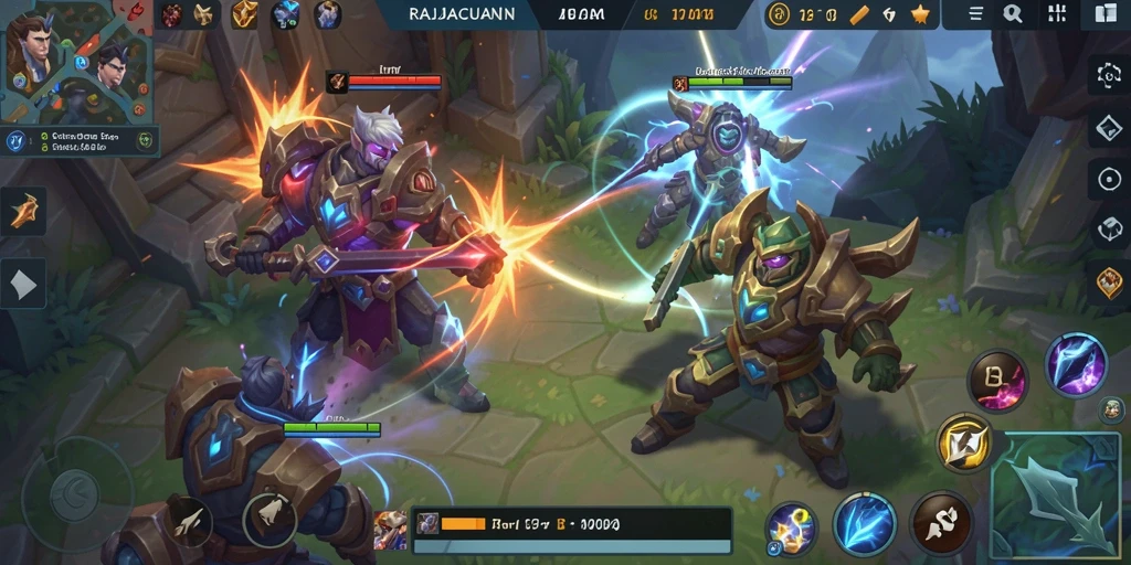 Gameplay MOBA RAJACUAN yang menegangkan dan seru.