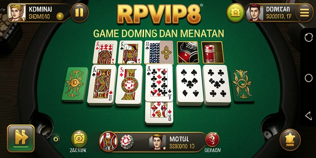 Tampilan gameplay seru RPVIP8 dengan berbagai pilihan mode Domino.