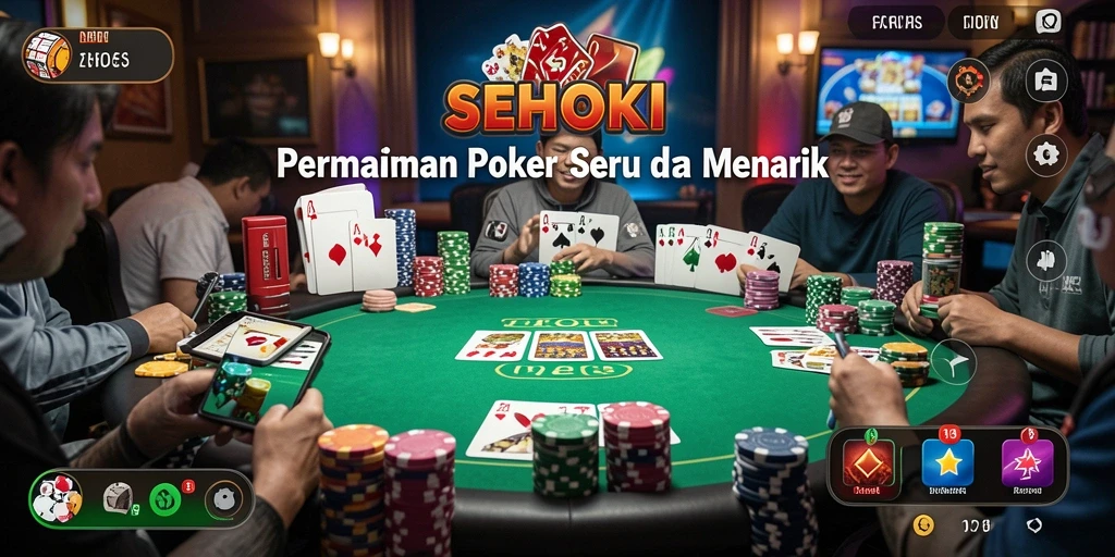 Tampilan gameplay SEHOKI dengan suasana poker yang mendebarkan.