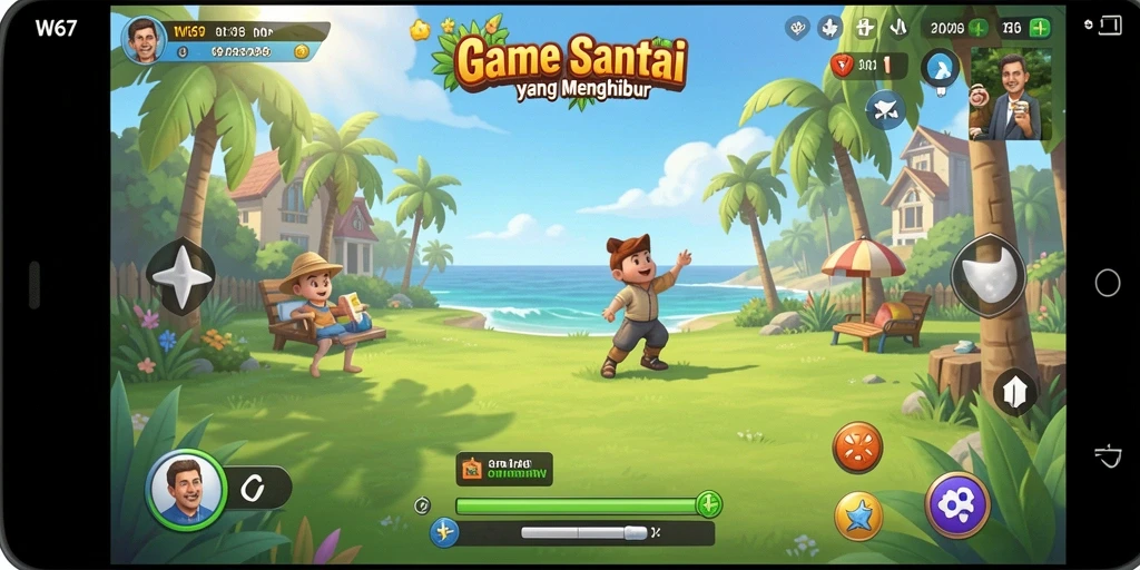 Screenshot dari gameplay W67 yang penuh warna dan menarik.